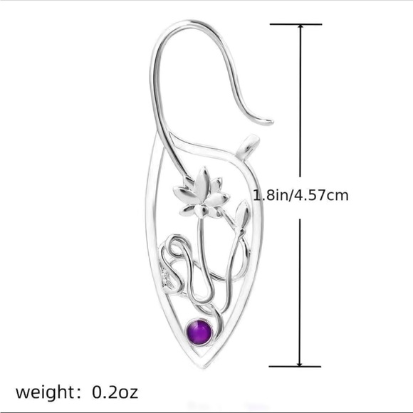 Twisted Lotus Flower Silver Drop Earrings - Picture 2 of 6